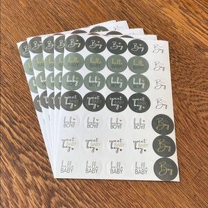 Baby Boy Shower or Thank You Card Sticker Set